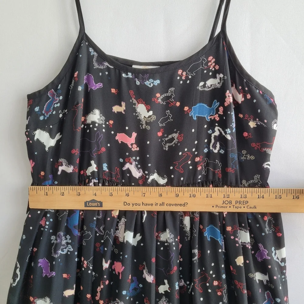 Erin Fetherston Target Slip Babydoll Dress Juniors 9 Black Novelty Flare Rabbit - Picture 4 of 13